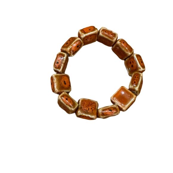 Orange Ceramic Bead Bracelet - Picture 2 of 6
